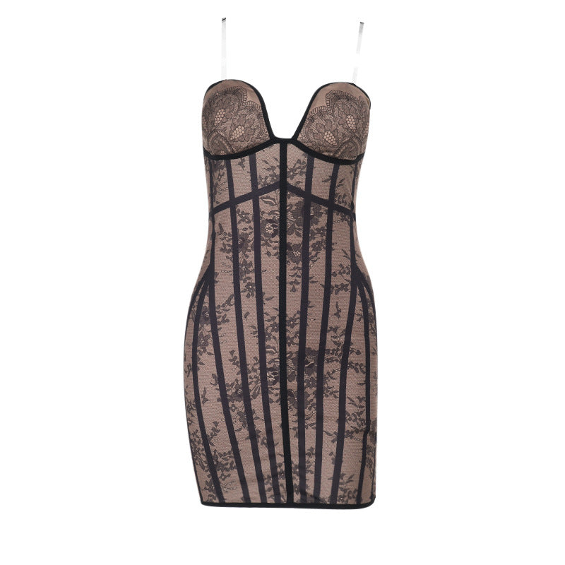 Lace corset backless tube mini dress – MUDSWEET