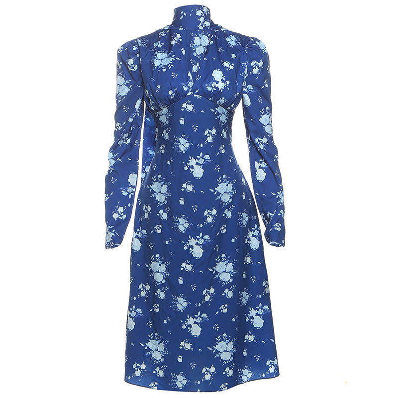 Printed Flounce Sleeve V-Neck Midi Dress main image 0