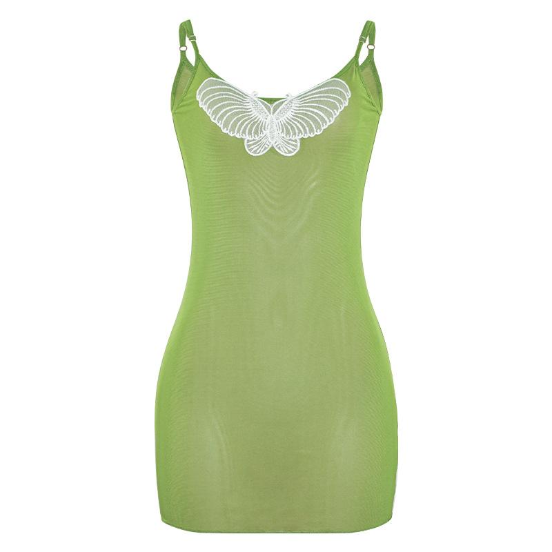 Sheer Mesh Butterfly Print Bodycon Mini Dresses