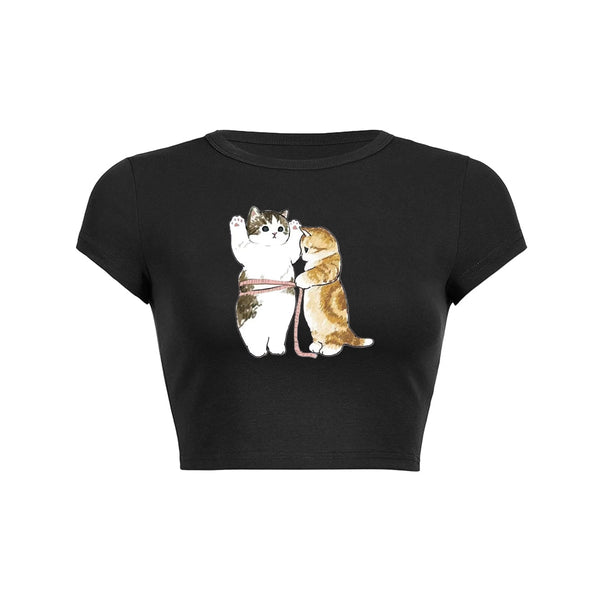 猫のTシャツ 面白いシャツ 太った猫