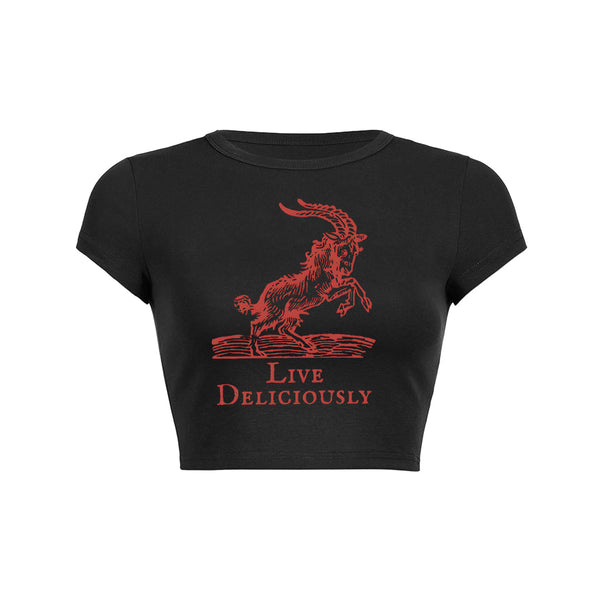 Vintage Goat Graphic Crop Top Baby Tee