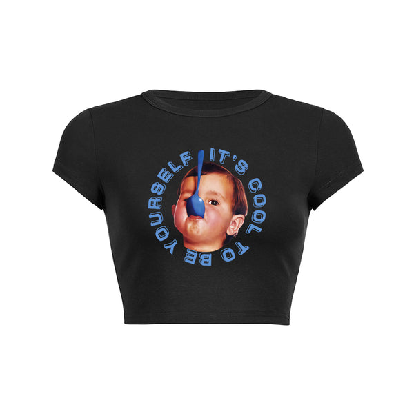 Cool Kid Spoon Trick Crop Top Baby Tee