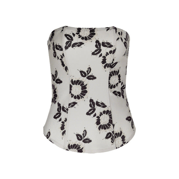 Corset zip-up print tube top