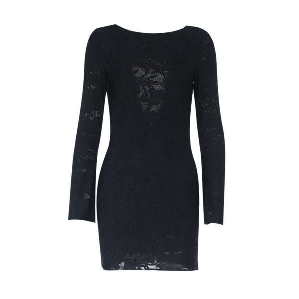 Long sleeve backless mini dress