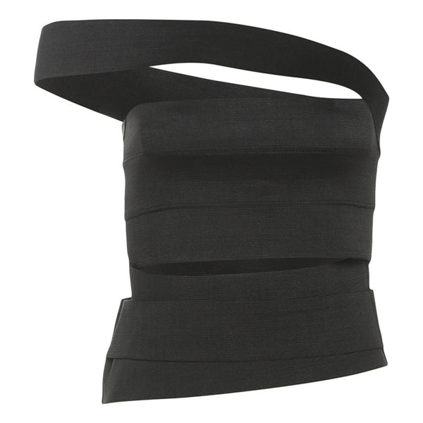 One shoulder hollow out solid top