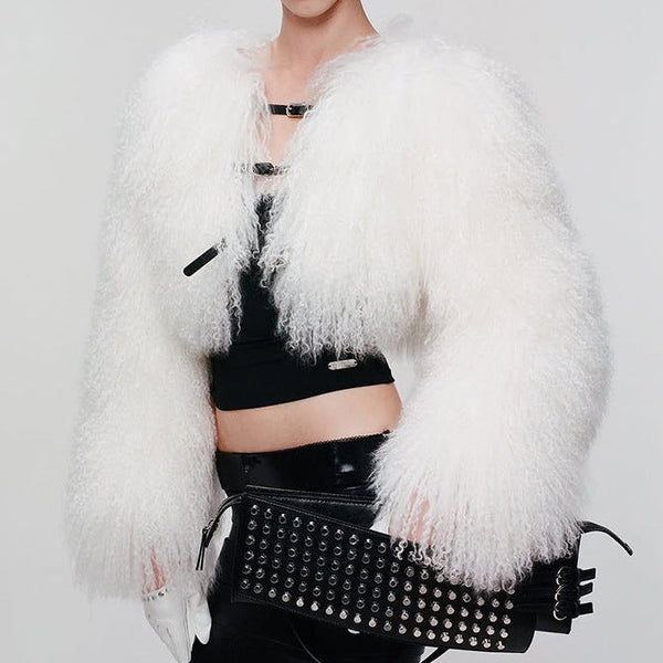 Long sleeve fluffy coat top