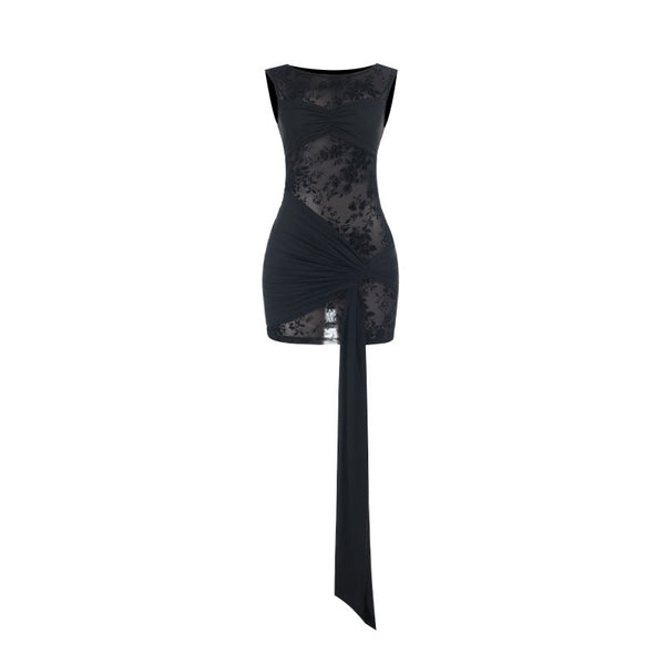 Zip-up long sleeve turnover collar embroidery mini dress