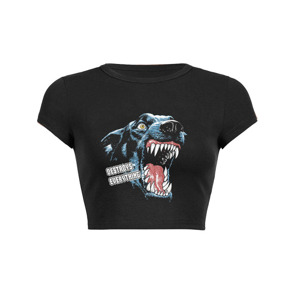 Ferocious Beast Graphic Crop Top Baby Tee