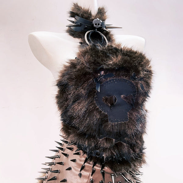 Fluffy bowknot halter backless tube top