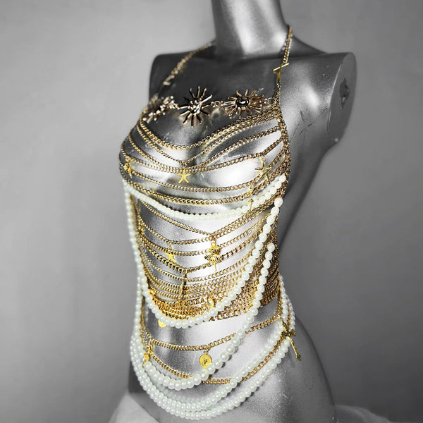 Halter hollow out beaded self tie top