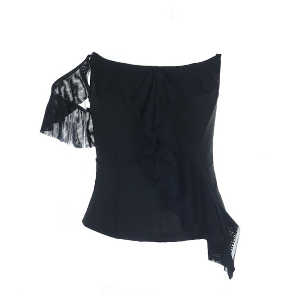 O Ring Rivet Metal Chain Skull Applique Cami Top