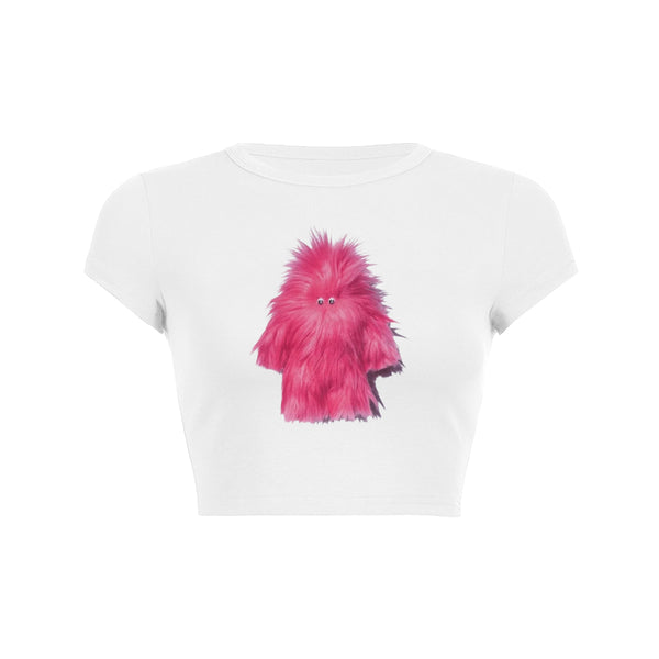 Camiseta para bebé Top corto rosa con monstruo borroso 