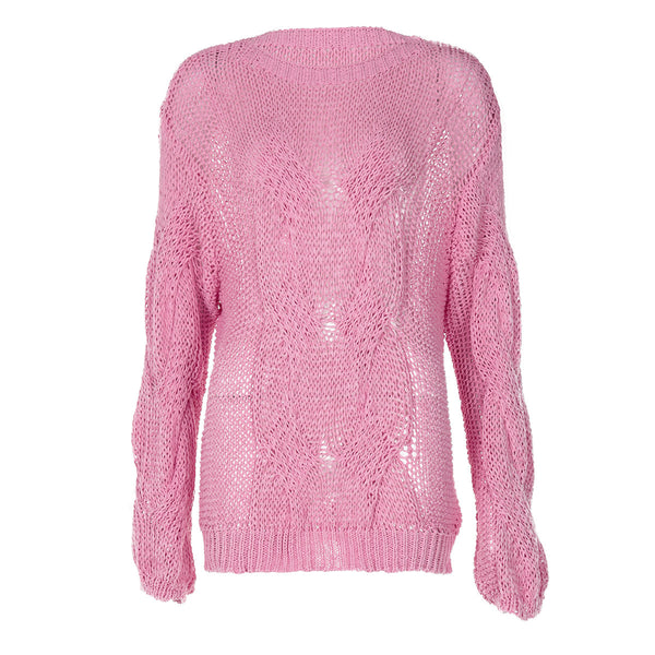 Long sleeve crewneck knitted solid top