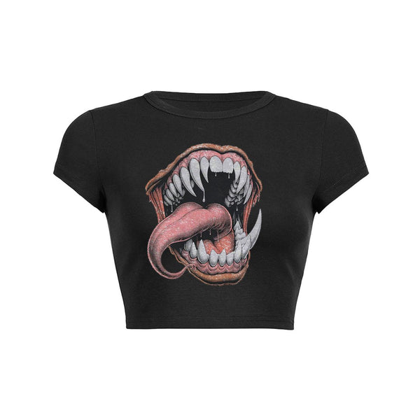 Monster Mouth Crop Top Baby Tee