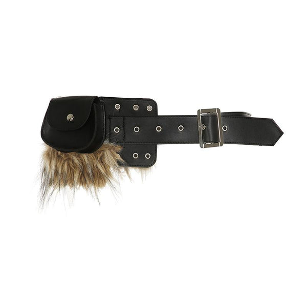 Fluffy PU leather adjustable buckle belt