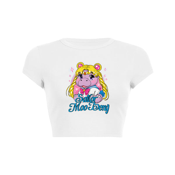 Lunar Hippo Moo Deng Crop Top Baby Tee