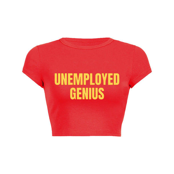 Unemployed Genius Crop Top Baby Tee