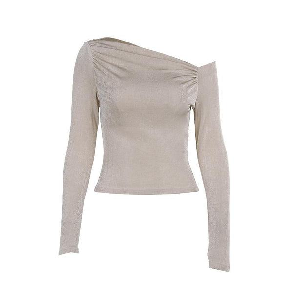 Long sleeve one shoulder ruched top