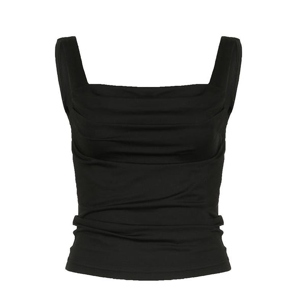 Sleeveless ruched solid backless cami top