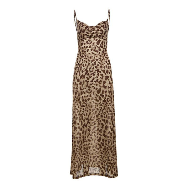 Leopard print cowl neck cami maxi dress