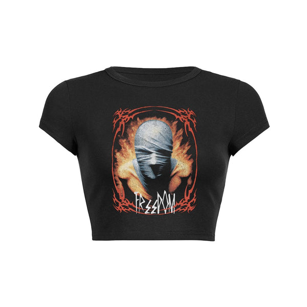 Wrapped Face Freedom Crop Top Baby Tee