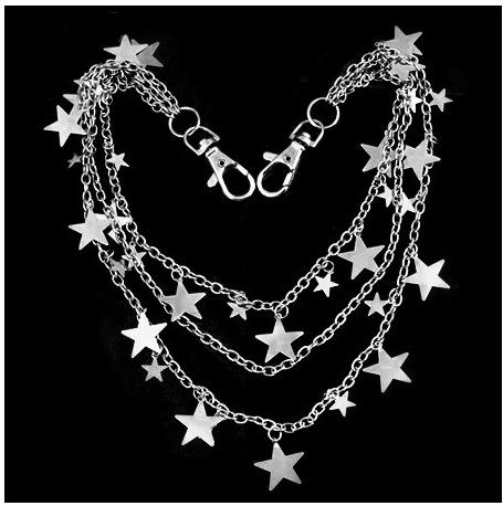 Metal chain star pendant belt accessory
