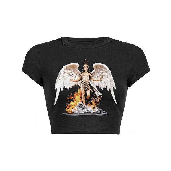 Angel of Fire Crop Top Baby Tee