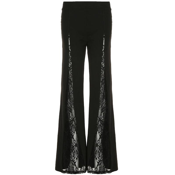 Lace patchwork medium rise pant