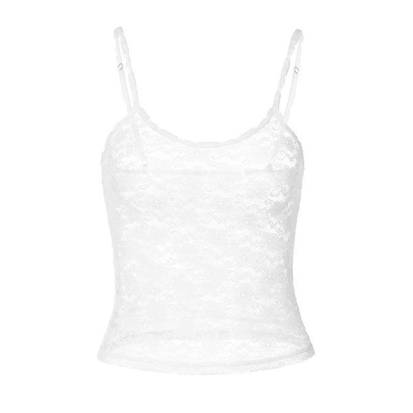 U neck see through lace backless cami top