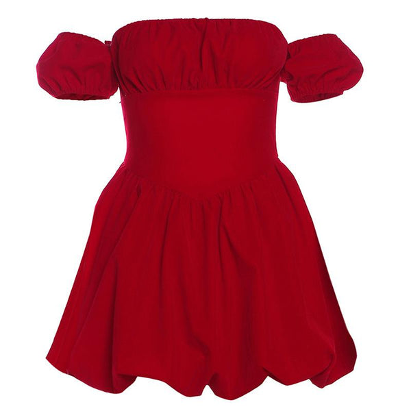 Off shoulder smocked zip-up ruched mini dress