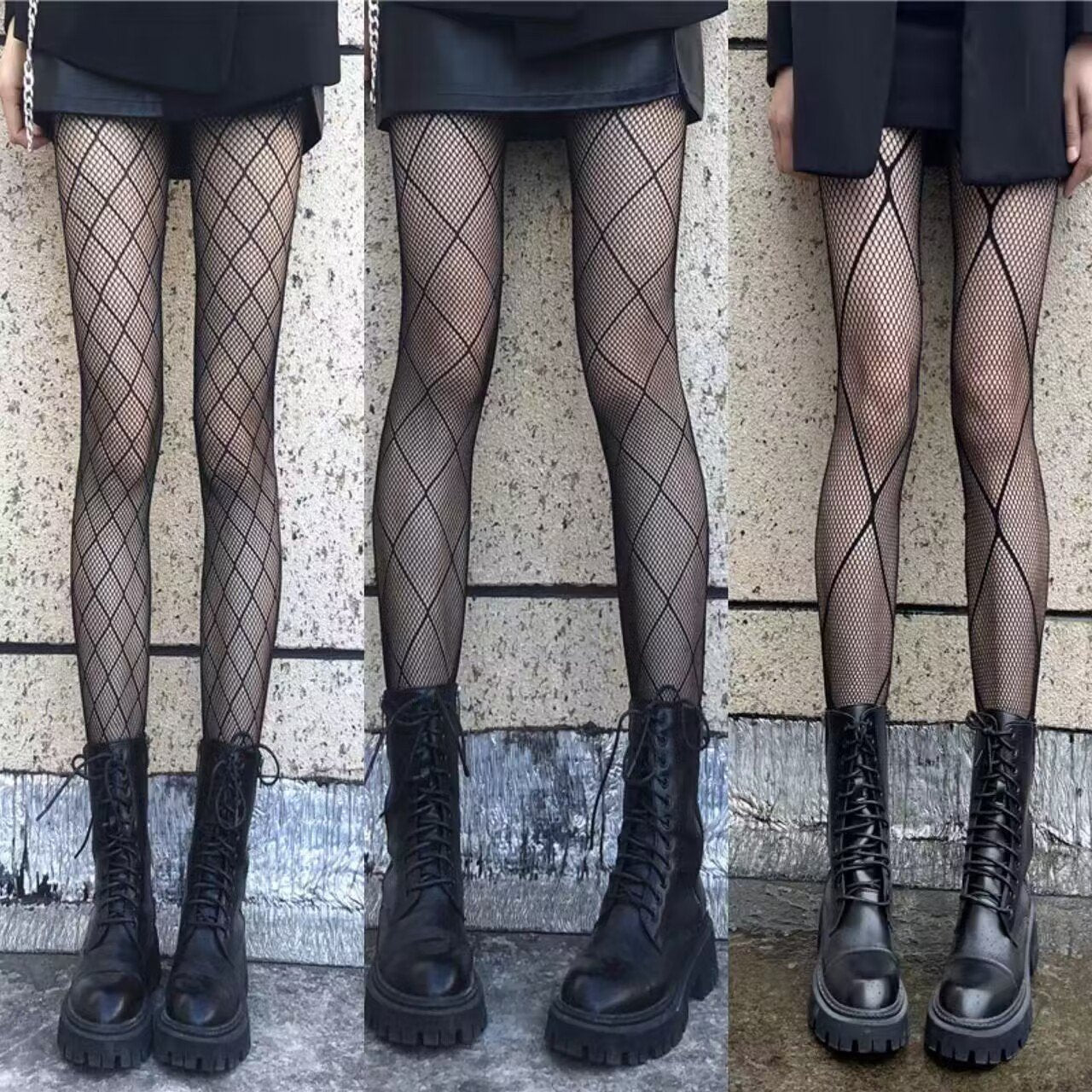 Diamond pattern fishnet tights – MUDSWEET