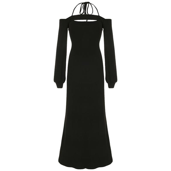 Halter long sleeve 2 piece maxi dress