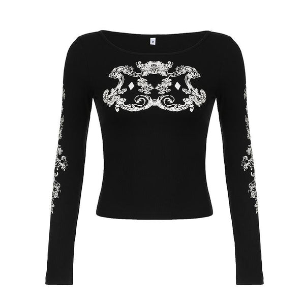 Long sleeve crewneck abstract top