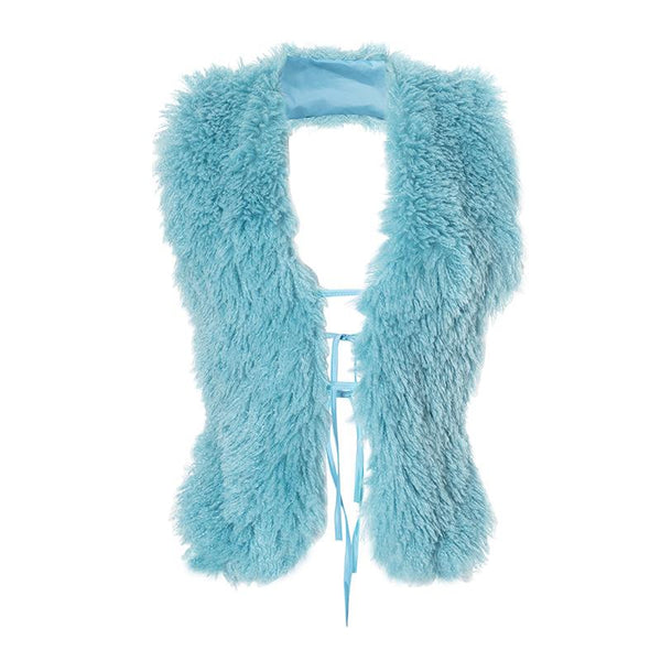 Halter fluffy self tie shrug top