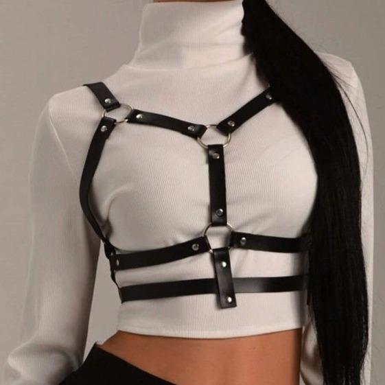 PU leather o ring adjustable harness top