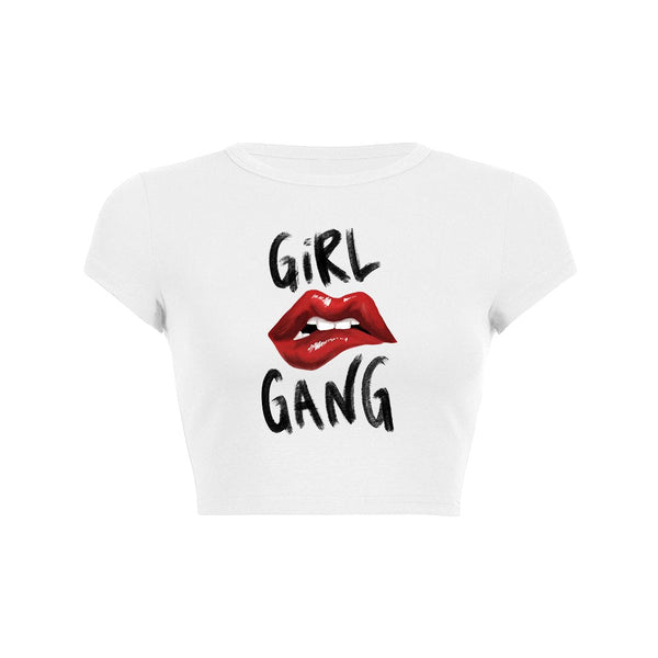 Lip Bite Girl Gang Crop Top Baby Tee