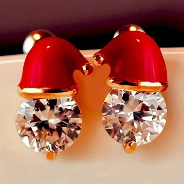 Rhinestone santa hat decor stud earrings