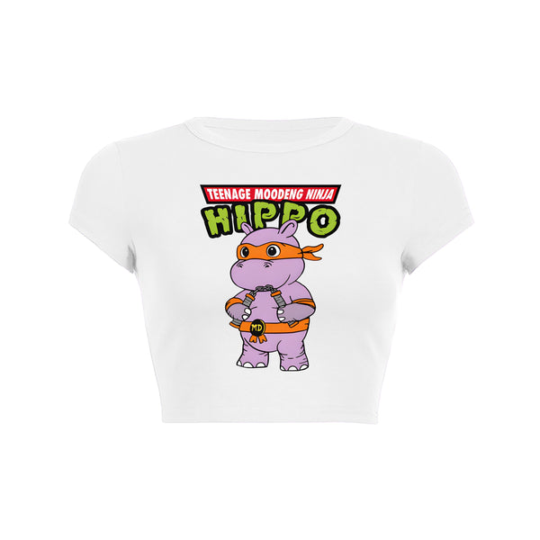 Ninja Hippo Moo Deng Crop Top Baby Tee