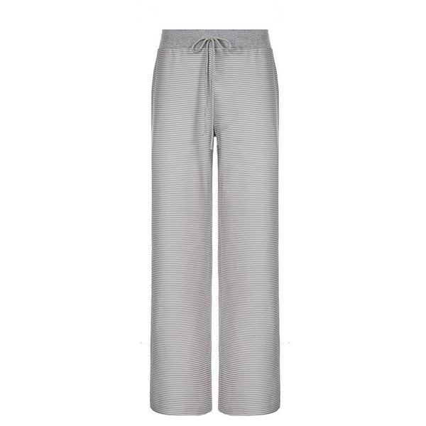 Striped self tie straight leg pant