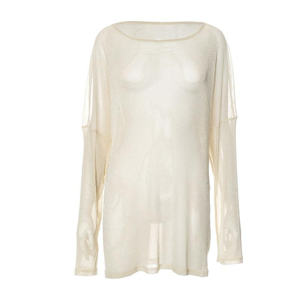 Long sleeve solid see through top