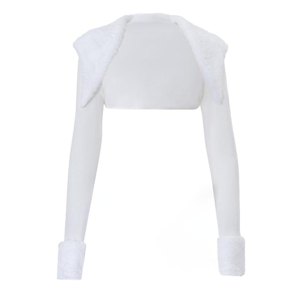 Long sleeve fluffy shrug crop top