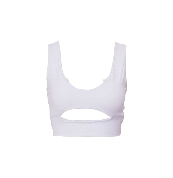 Double layered U neck low cut hollow out solid crop top y2k 90s Revival Techno Fashion