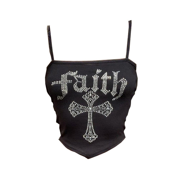 Short sleeve beaded cross pattern top
