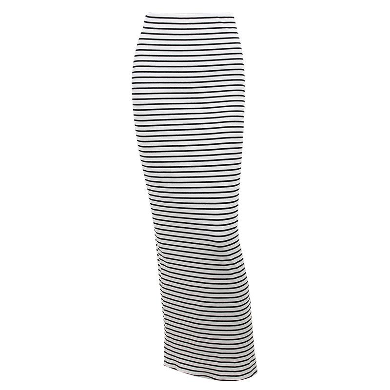 Ribbed striped contrast high rise maxi skirt – mudsweet