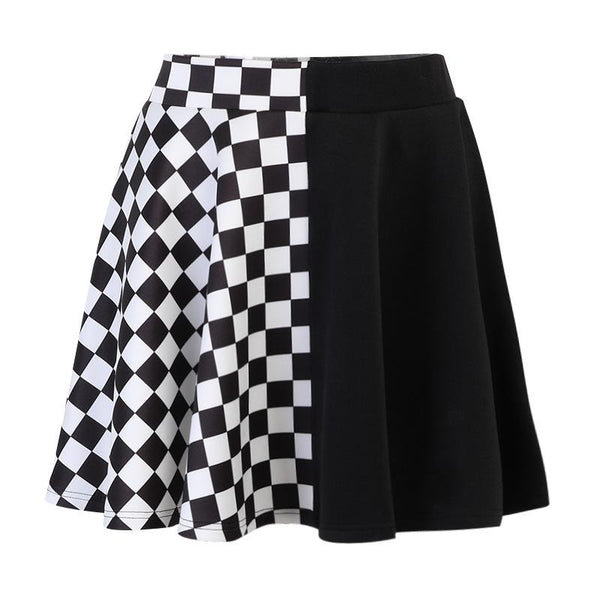 Plaid patchwork contrast ruched A line mini skirt y2k 90s Revival Techno Fashion