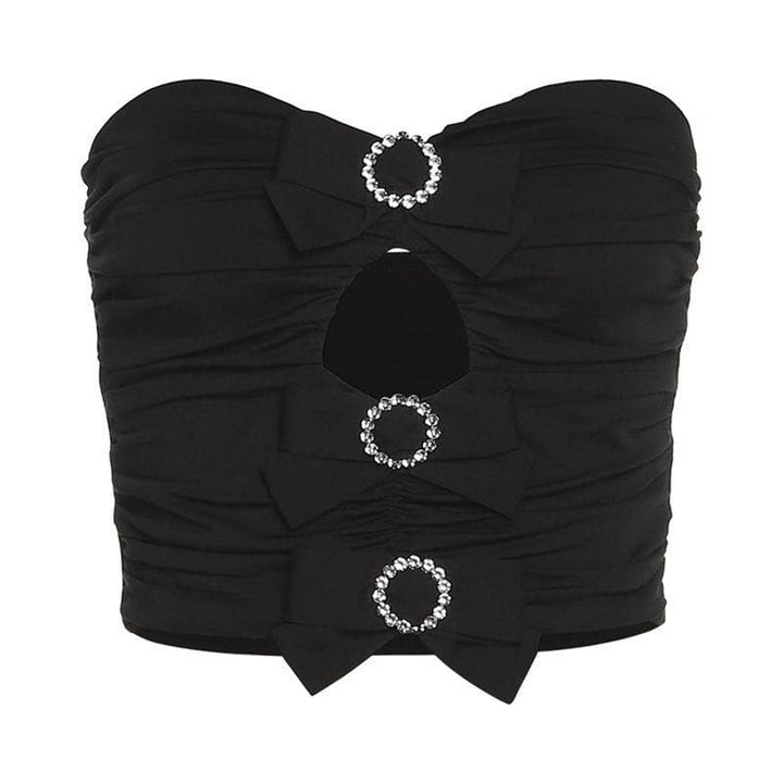 Hollow out bowknot tube top - Halibuy