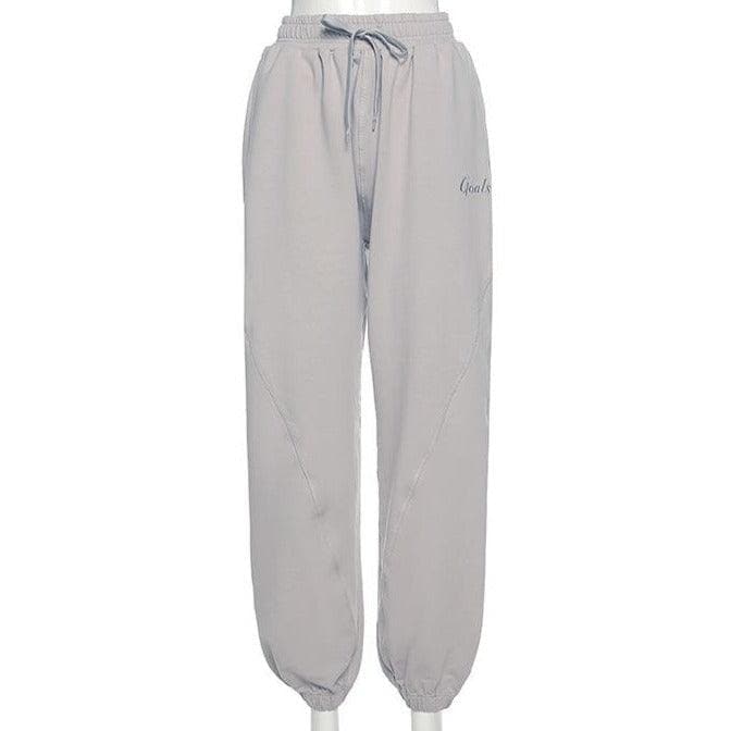 Letter embroidered cotton sweat pant - Halibuy