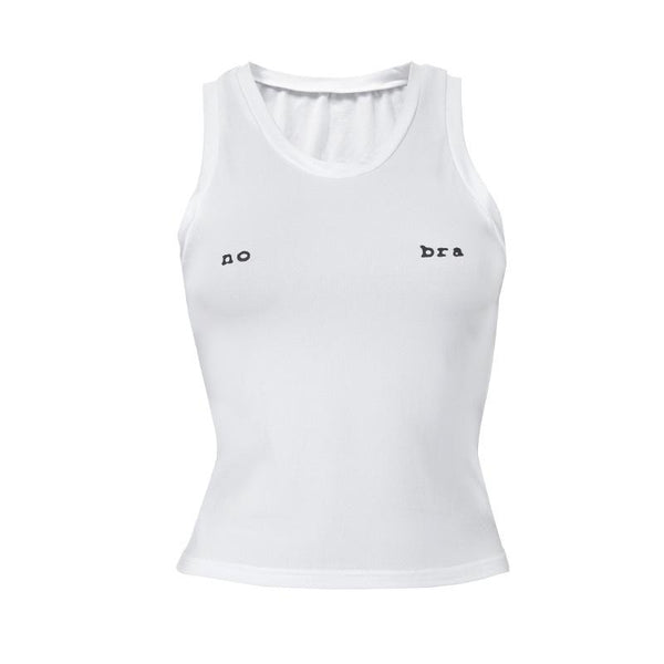 Sleeveless "no bra" pattern solid u neck top