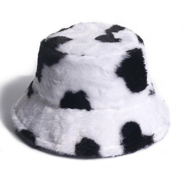 Cow contrast fluffy fisherman bucket hat