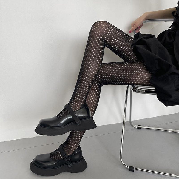 Sheer mesh hollow out solid tights